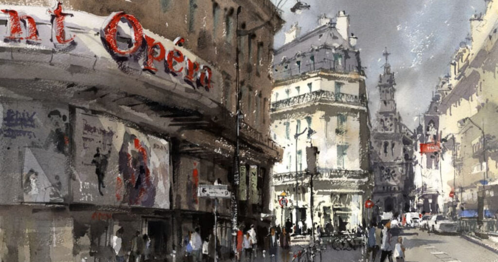 Gaumont Opera (watercolor on paper, 14x19), Vladislav Yeliseyev