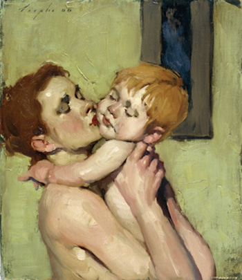 Mother's Kiss | Malcolm T. Liepke | The Emotional Connection in Figure Paintings | Artist Daily | Oil Painting