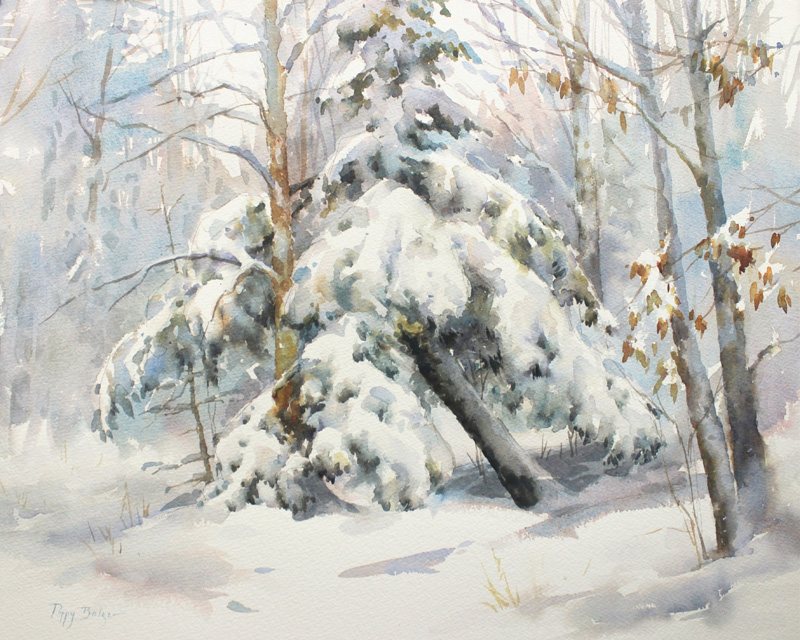 Winter Stillness (studio watercolor, 16x20) by Poppy Balsar